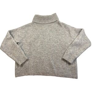 UGG RTW Grey Alpaca Wool Blend Oversized Slub Turtleneck Sweater 1131507 Women M